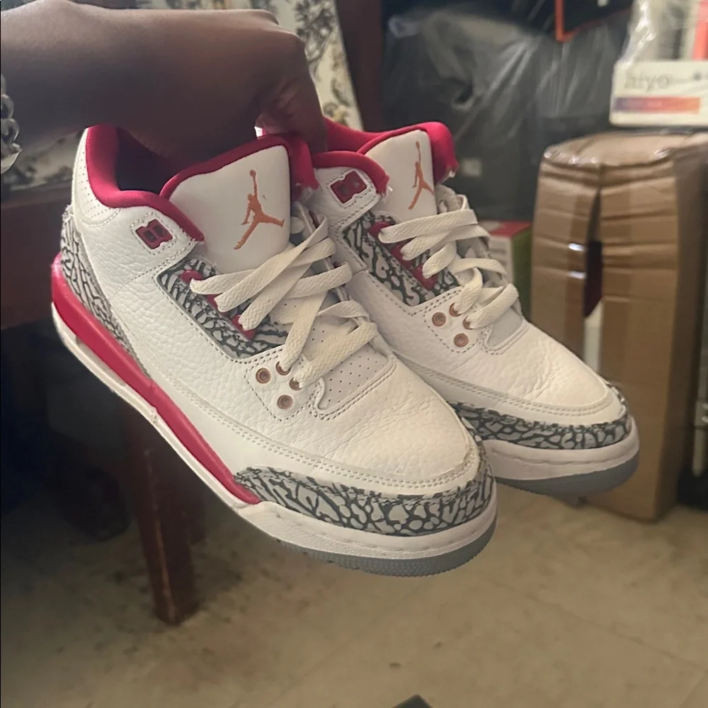Jordan Kids White, Red & Gray Retro Basketball Sneakers